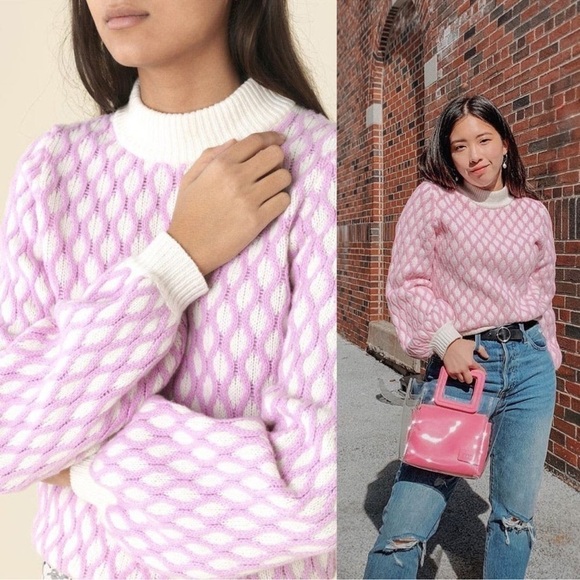 STINE GOYA sweater in Pink and white size medium - Picture 2 of 16